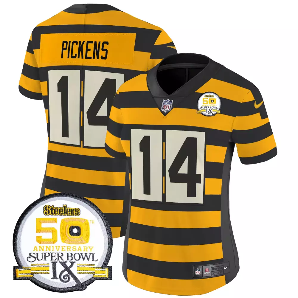 George Pickens 14 Jersey Black Super Bowl Ix 50th Anniversary Pittsburgh Steelers