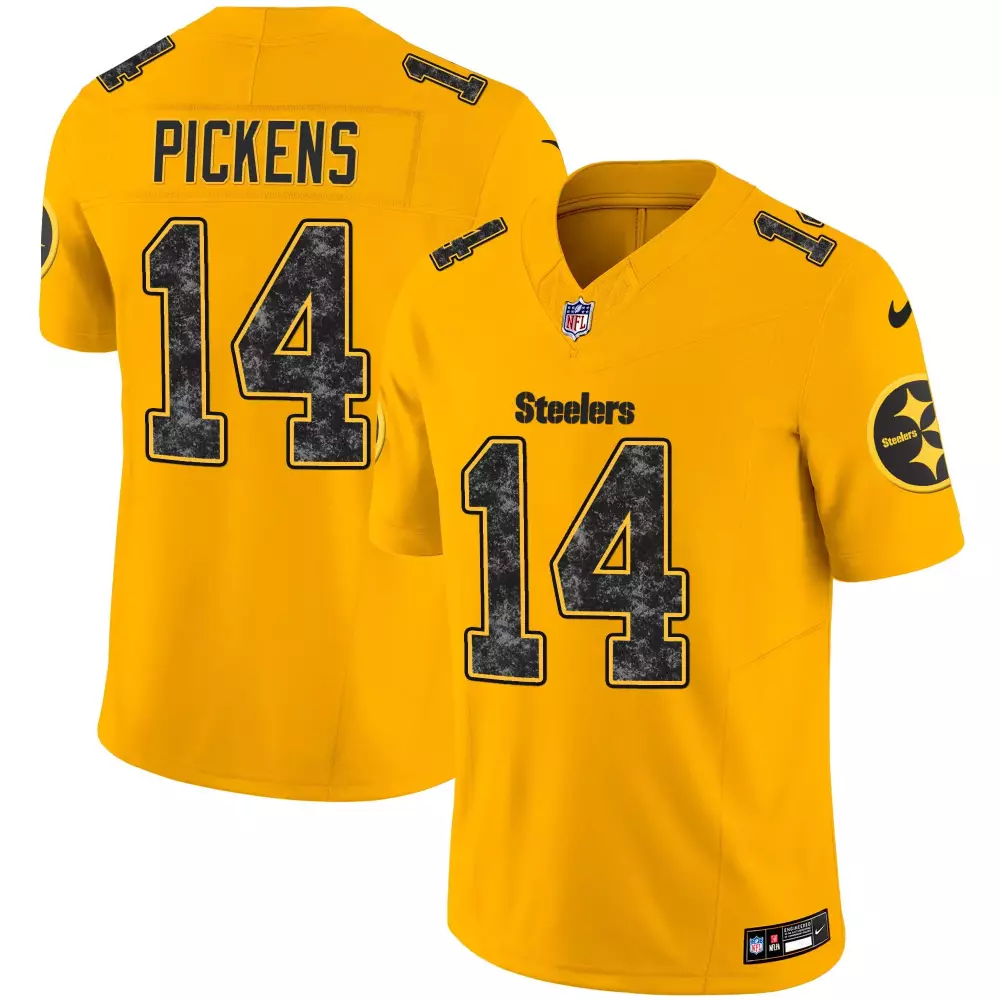 George Pickens 14 Steelers Jersey Yellow Men Official Black Vapor Limited All Stitched