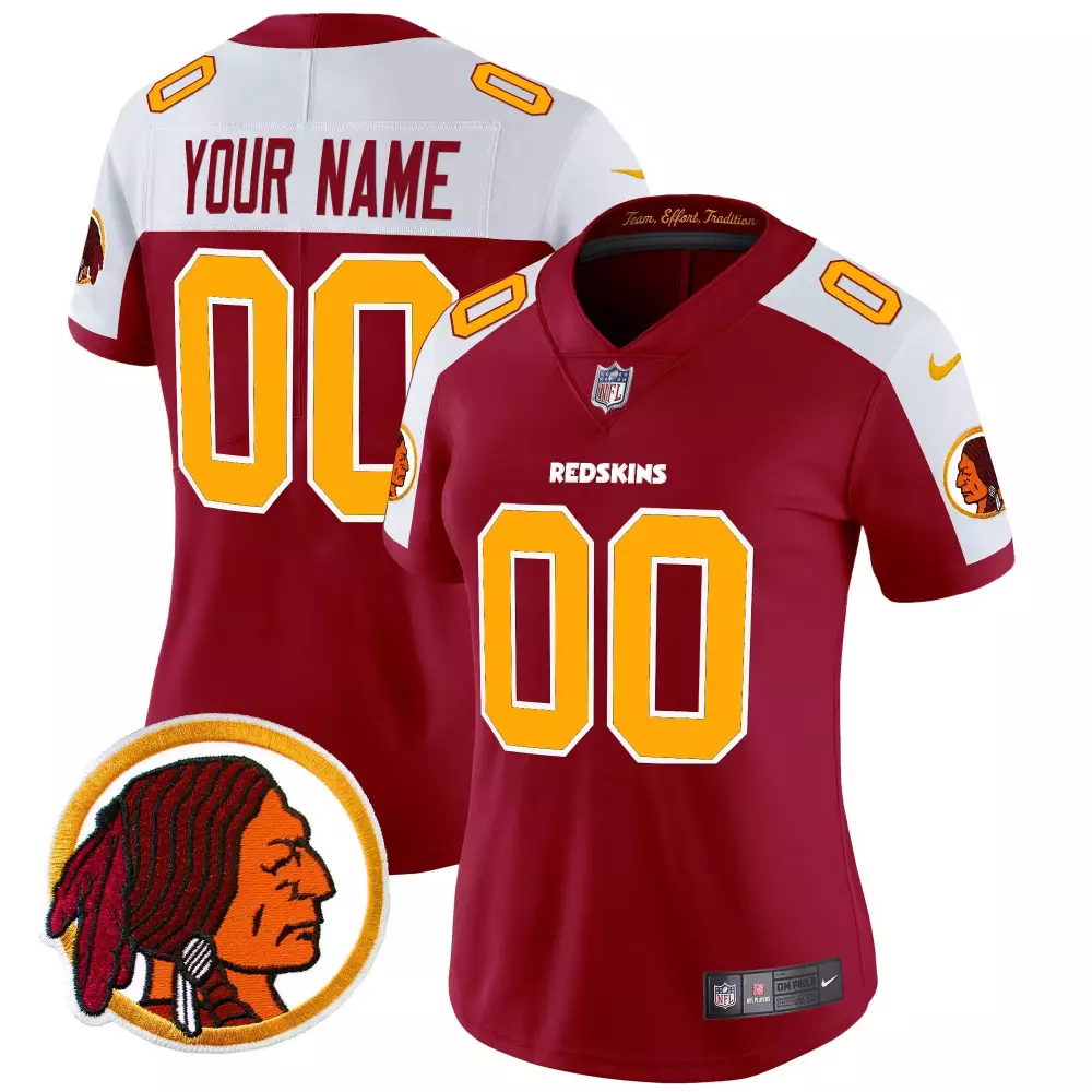 Custom Redskins Jersey Maroon Washington Women Replica White Yellow Alternate Throwback