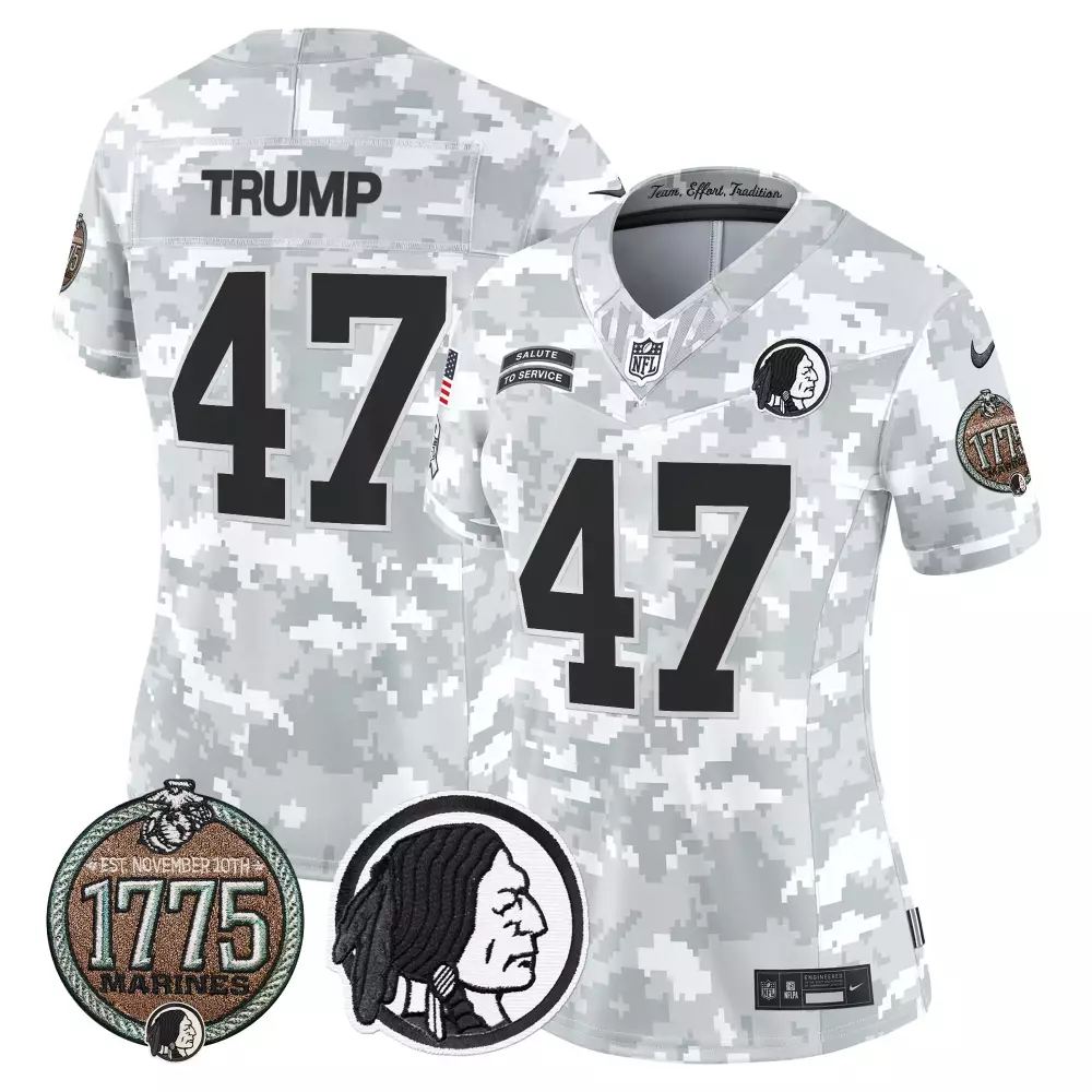 Donald Trump 47 Jersey White Salute To Service Washington Commanders 1775 Marines November 10th
