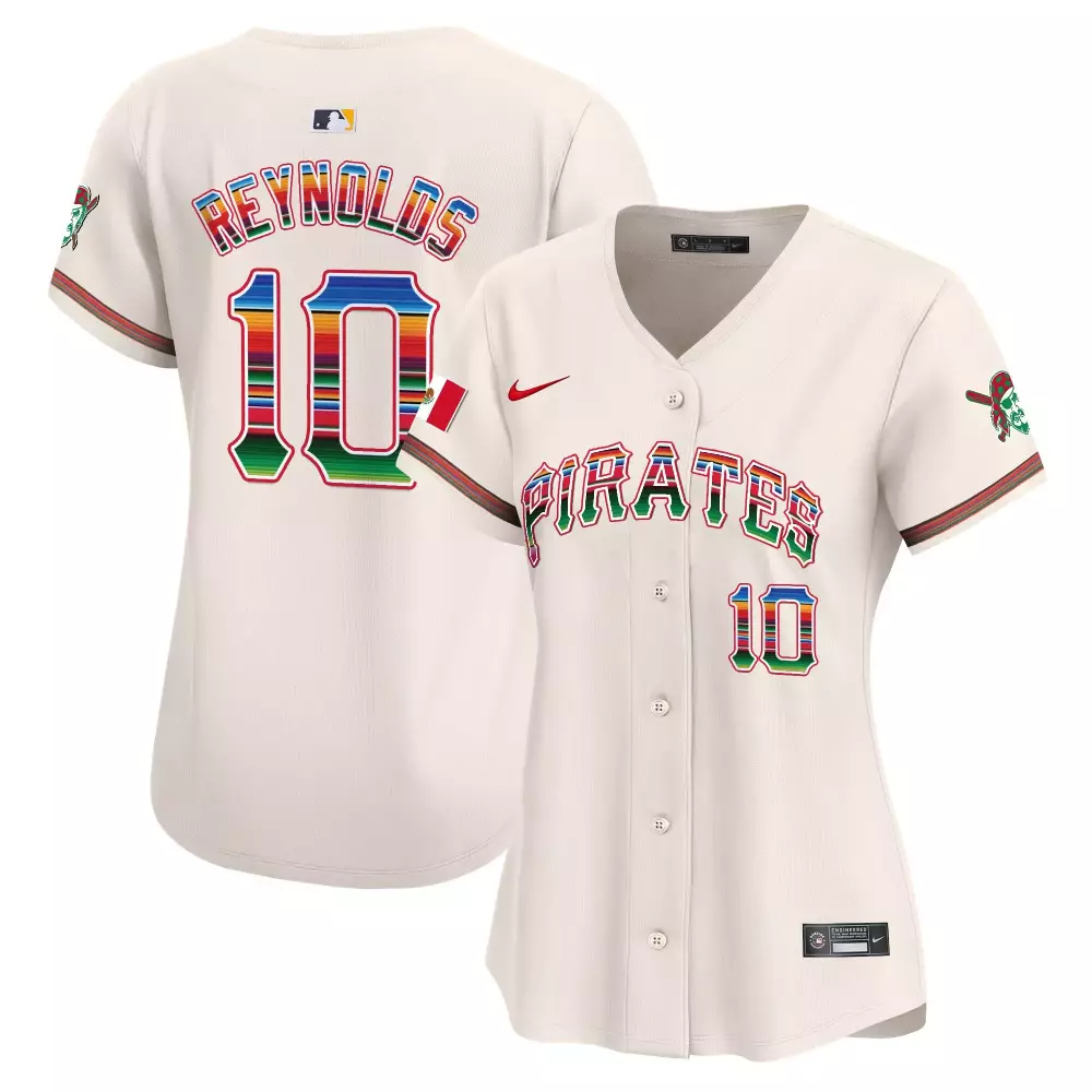 Bryan Reynolds 10 Pirates Jersey Cream Cinco De Mayo Men Split Design Red Green Blue