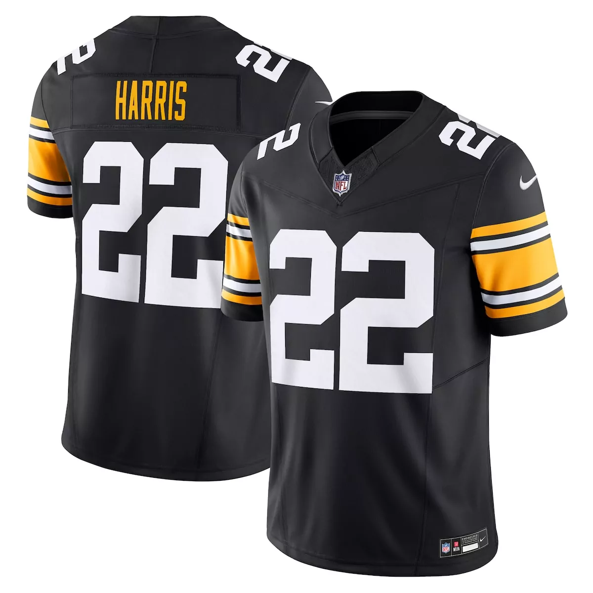 Najee Harris 22 Jersey Black Pittsburgh Steelers Men Yellow White Vapor Limited