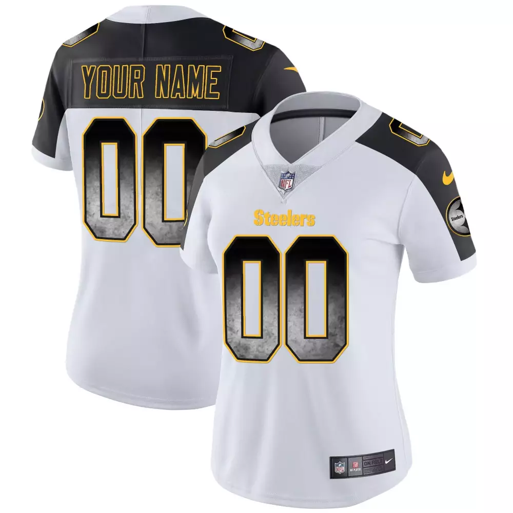 Custom Steelers Jersey White Women Alternate Black Yellow Vapor All Stitched