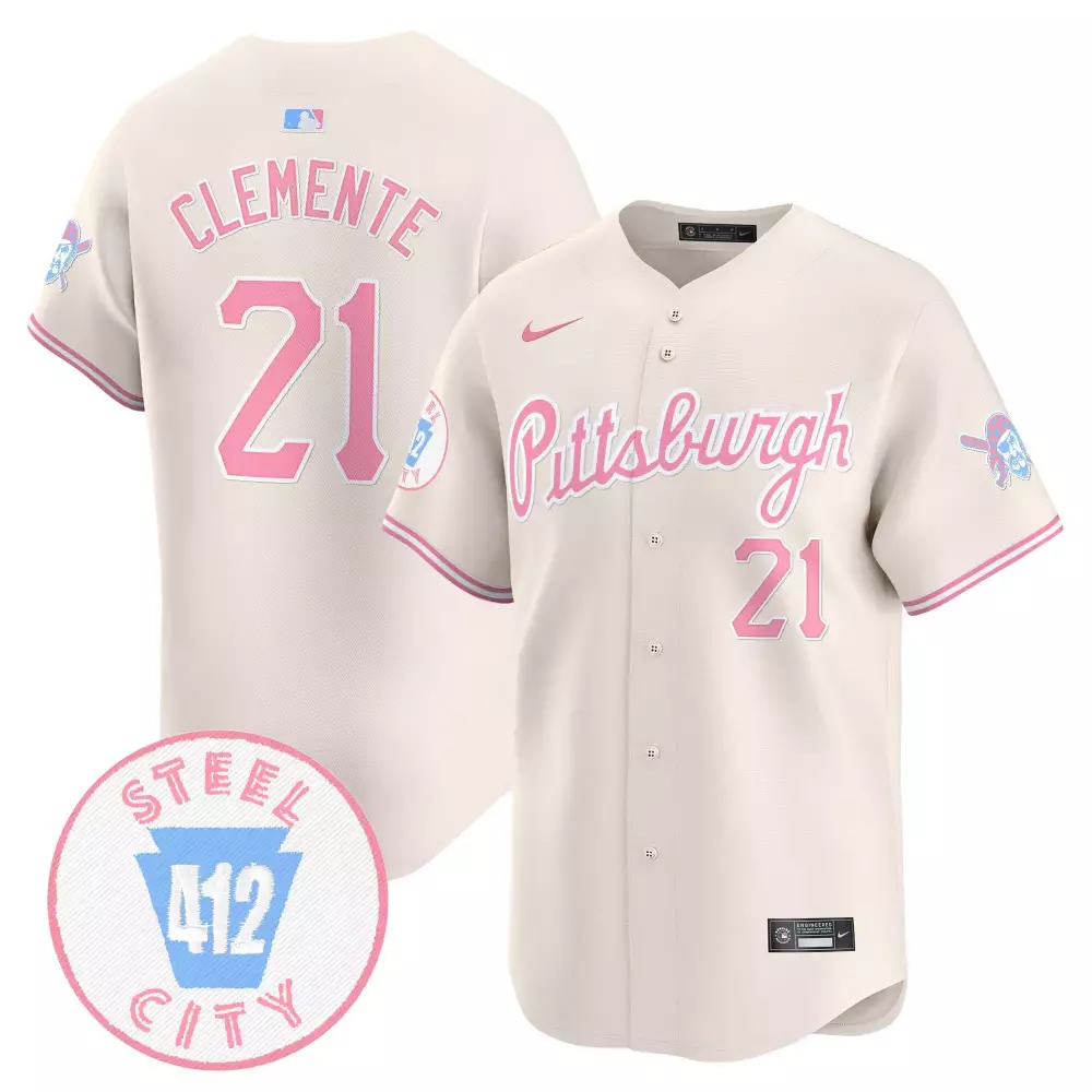 Roberto Clemente 21 Jersey Cream City Connect Pittsburgh Pirates Steel 412 Men Alternate
