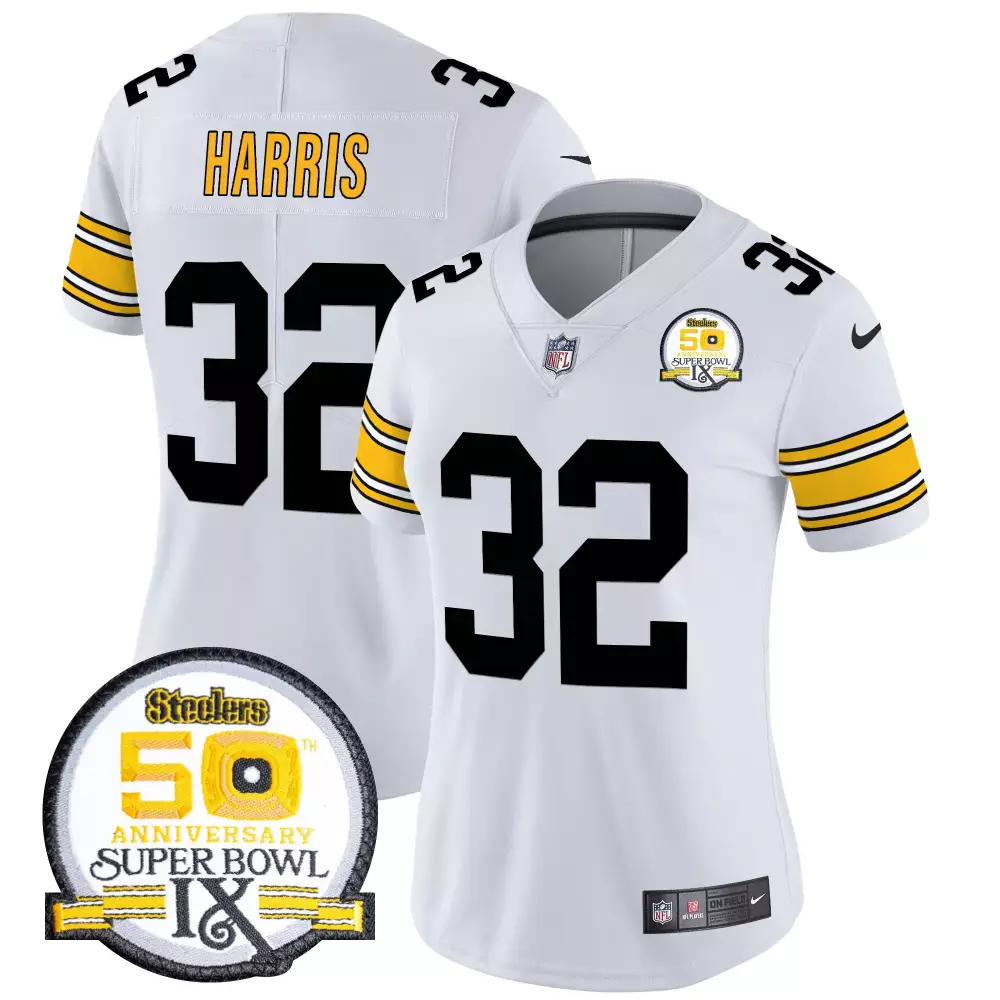 Franco Harris 32 Steelers Jersey White Men Black Yellow Throwback Vapor Limited All