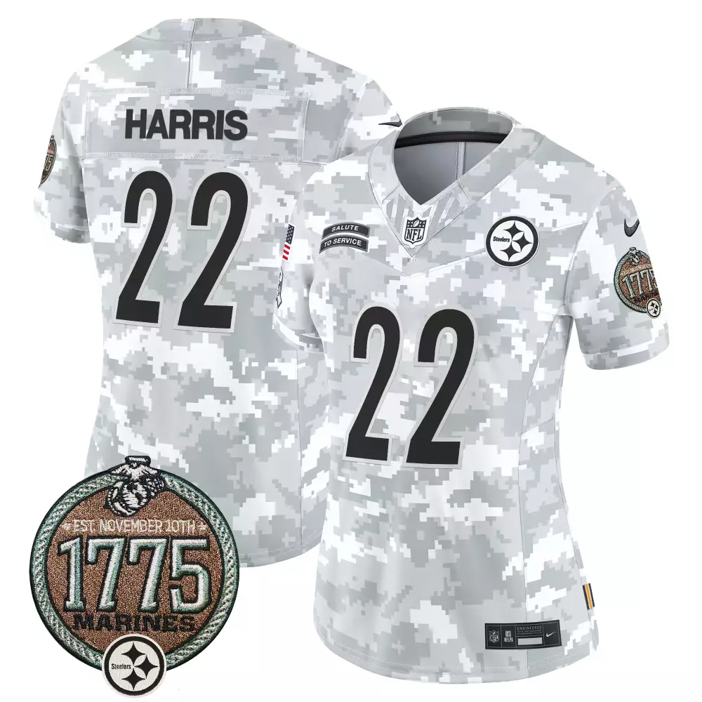 Najee Harris 22 Steelers Jersey White Salute To Service 1775 Marines Men Alternate