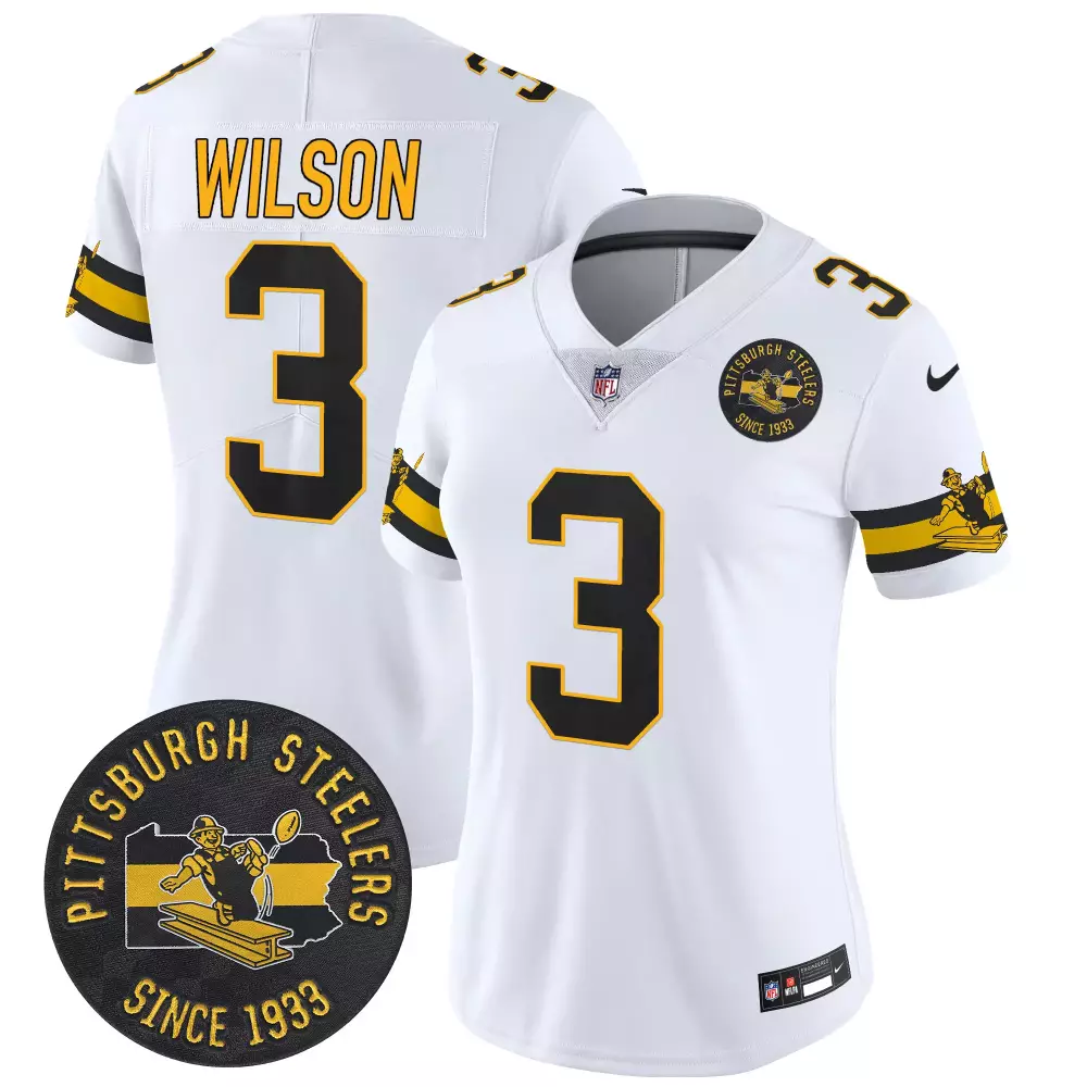 Russell Wilson 3 Jersey White Pittsburgh Steelers Since 1933 Men Alternate Black