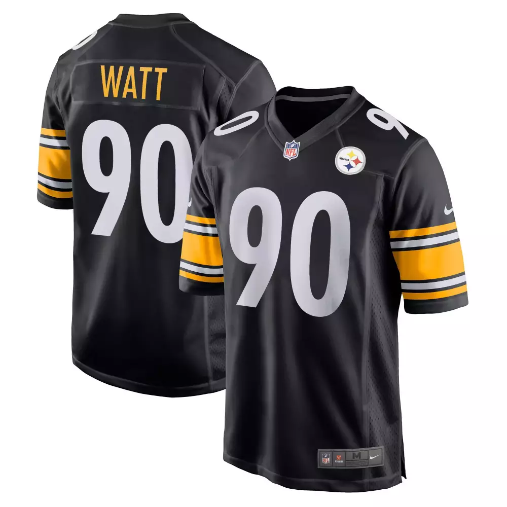 T.j. Watt 90 Steelers Jersey Black Men NFL Yellow White Game All Stitched
