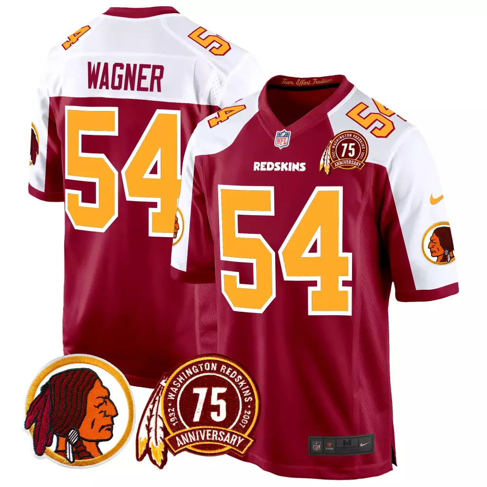 Bobby Wagner 54 Jersey Maroon Washington Redskins Men White Gold Alternate Throwback
