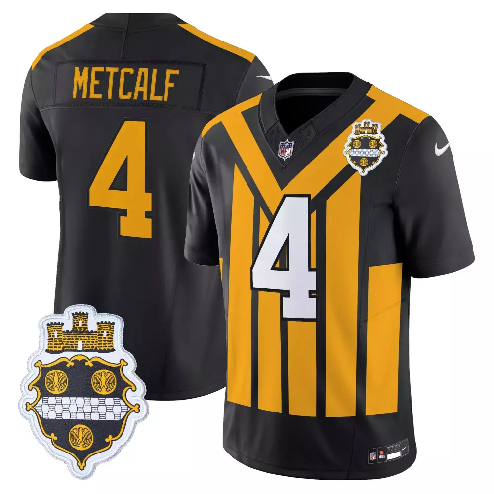 Dk Metcalf 4 Steelers Jersey Black Pittsburgh Men Authentic Alternate Split Design