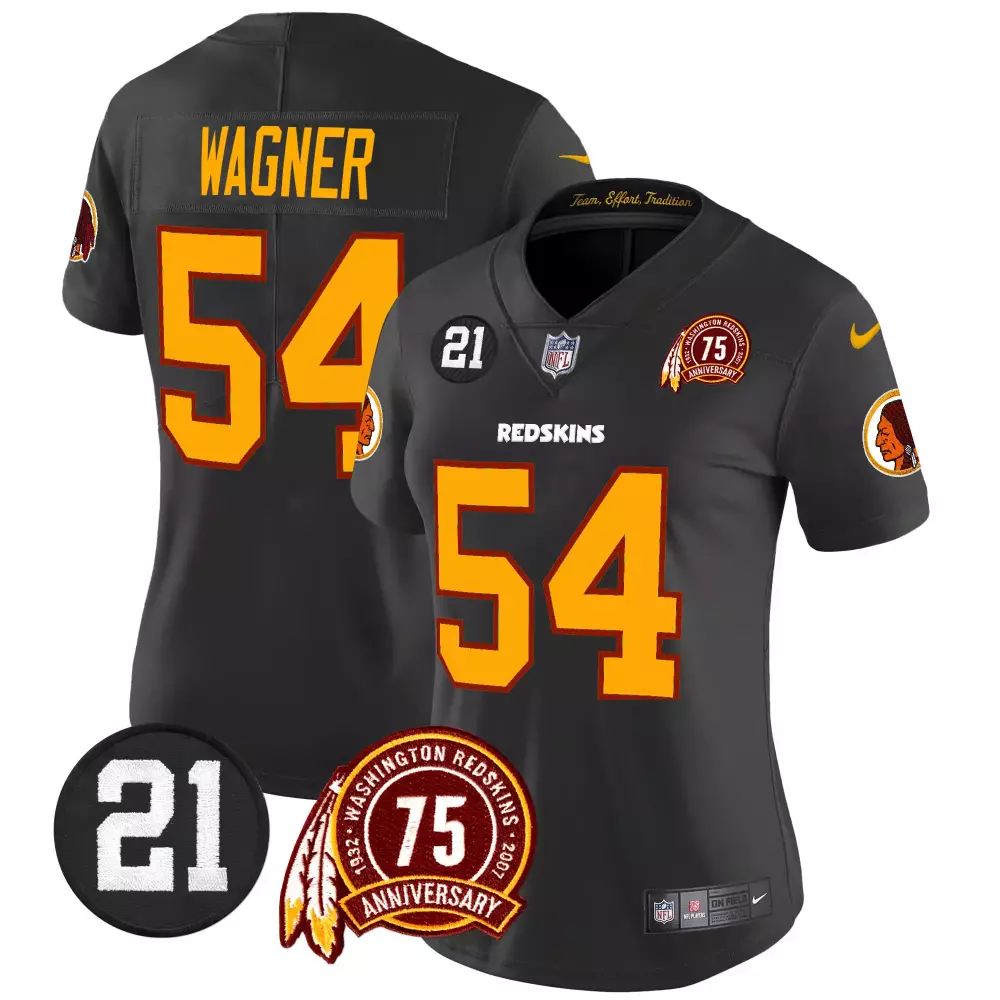 Bobby Wagner 54 Jersey Black 75th Anniversary Washington Redskins Men Yellow Red