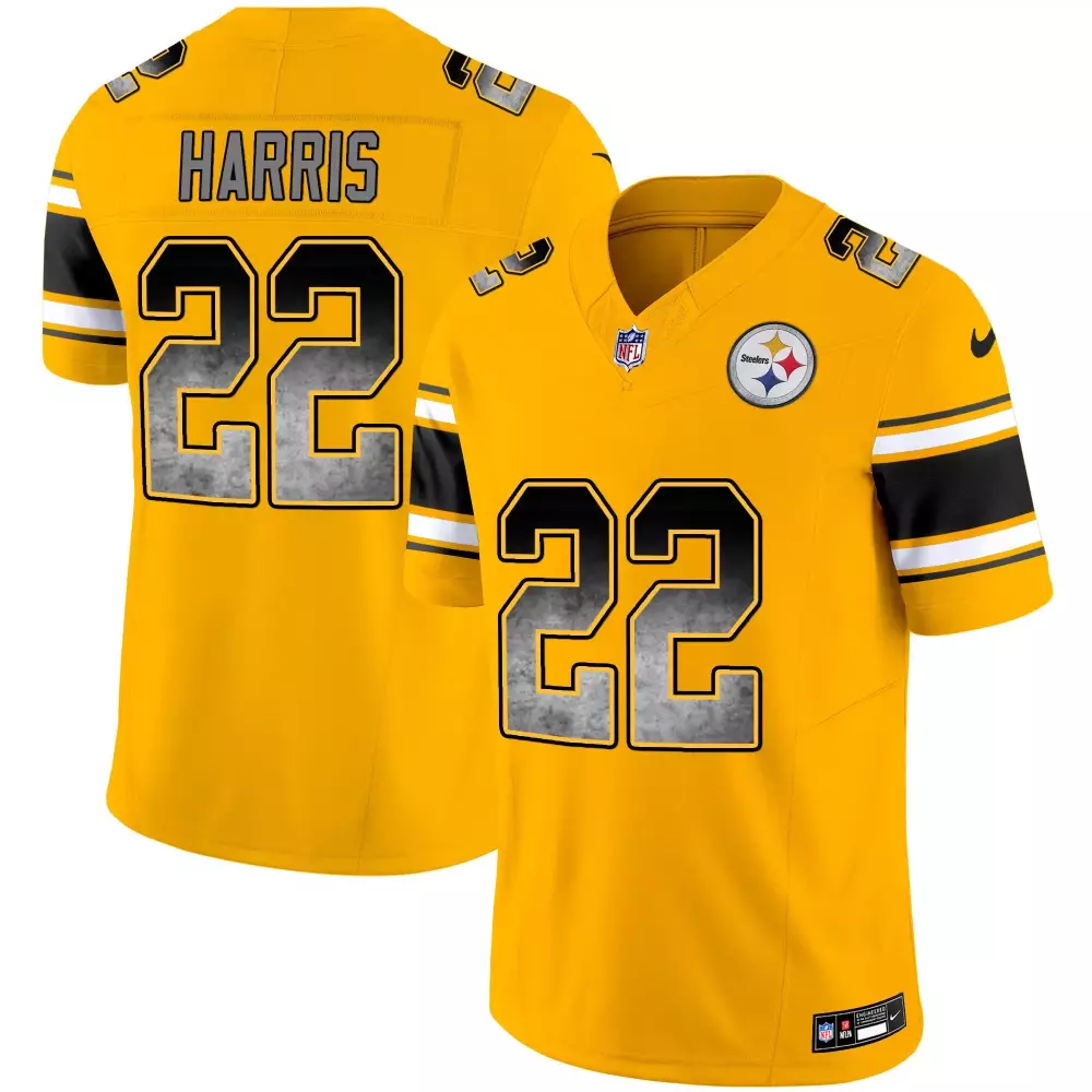 Najee Harris 22 Steelers Jersey Yellow Men Black White Vapor v2 All Stitched