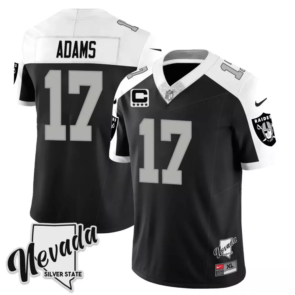 Davante Adams 17 Raiders Jersey Black Four Stars Men White Silver Alternate Vapor