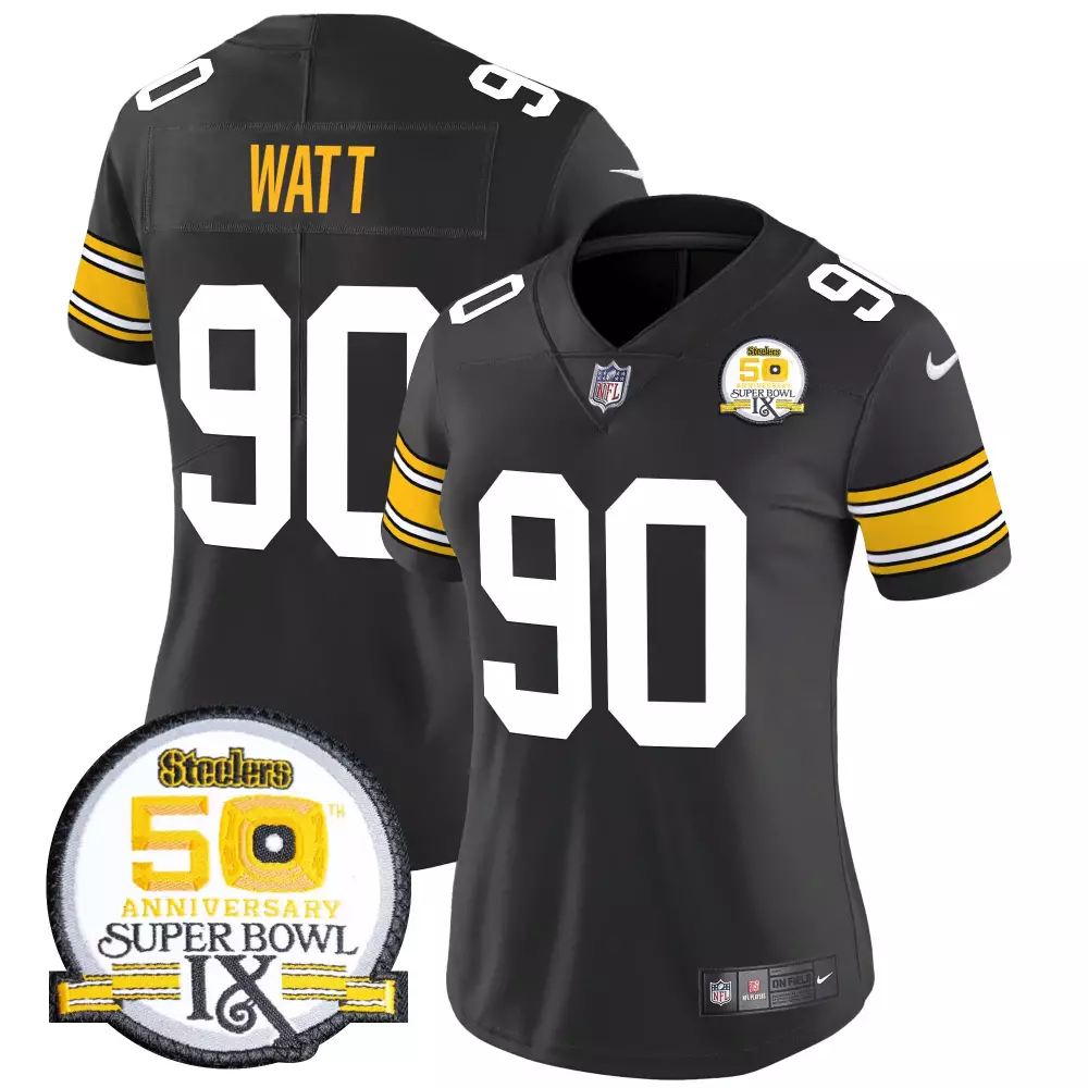 T.j. Watt 90 Steelers Jersey Black Men Yellow White Throwback Vapor Limited All Stitched