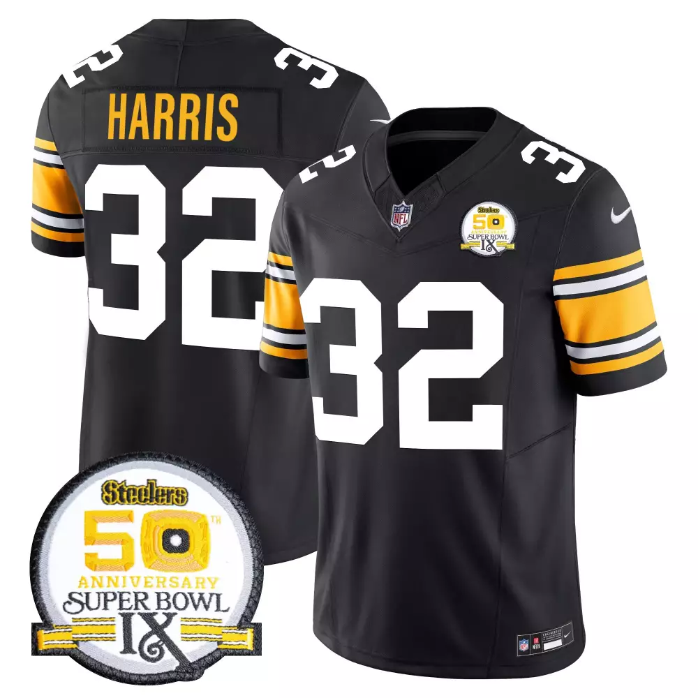 Franco Harris 32 Steelers Jersey Black Men Yellow White Throwback Anniversary Vapor