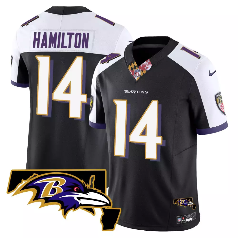 Kyle Hamilton 14 Ravens Jersey Black NFL Combine NFC Championship Men Player White