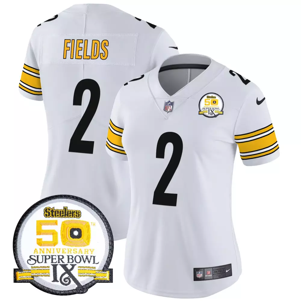 Justin Fields 2 Steelers Jersey White Men Black Yellow Anniversary Vapor Limited