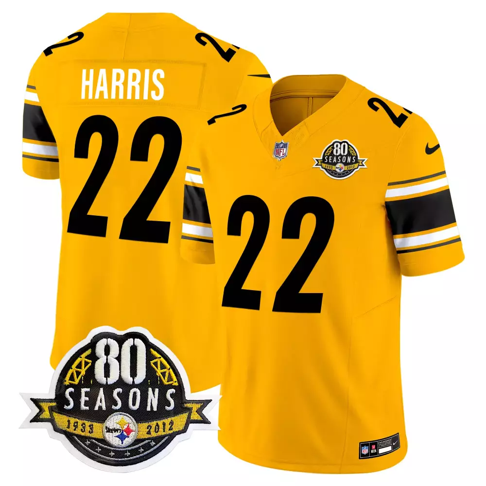 Najee Harris 22 Jersey Yellow 80th Anniversary Pittsburgh Steelers 80 Seasons 1933-2012 2012