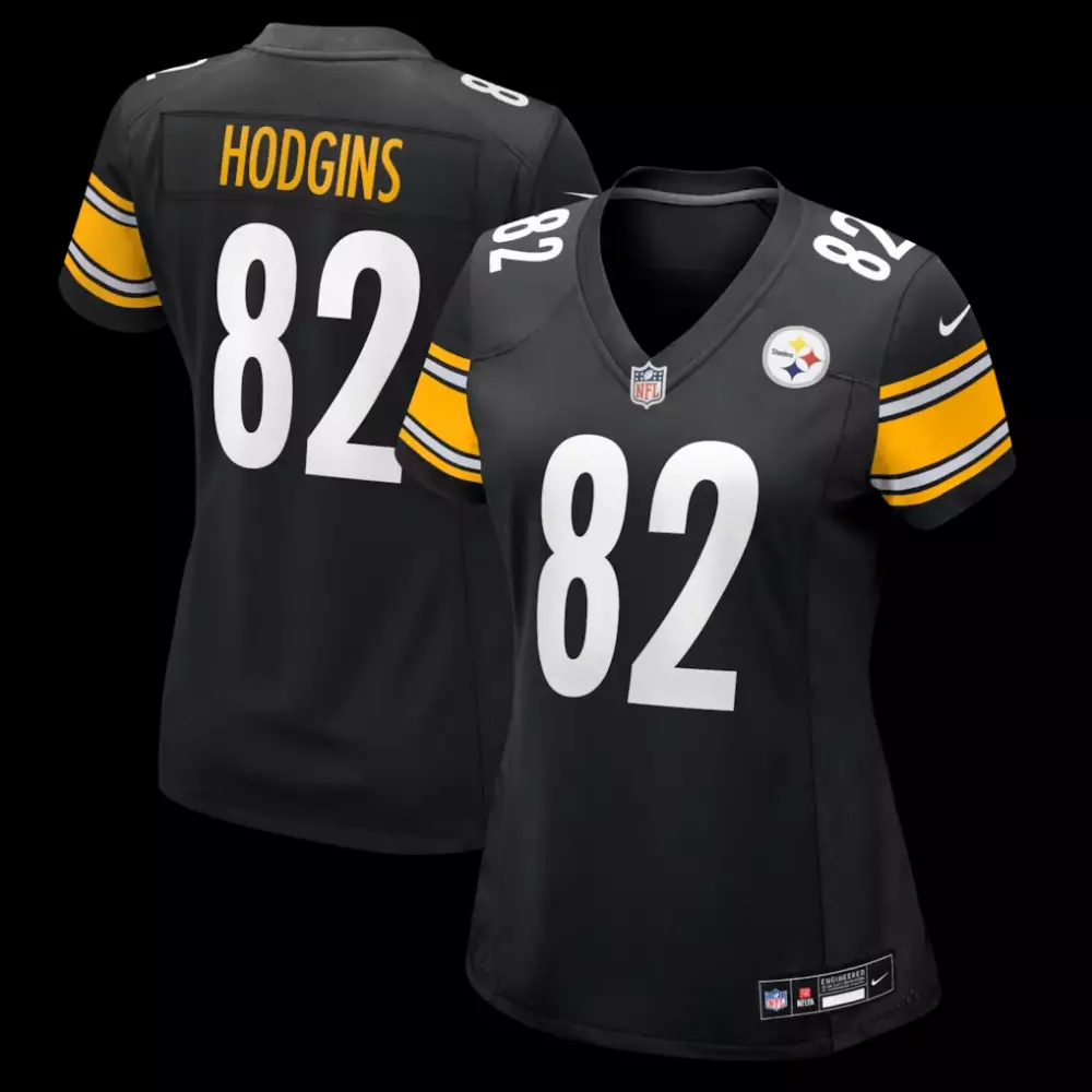 Isaiah Hodgins 82 Jersey Black Pittsburgh Steelers Women Replica Yellow White Game