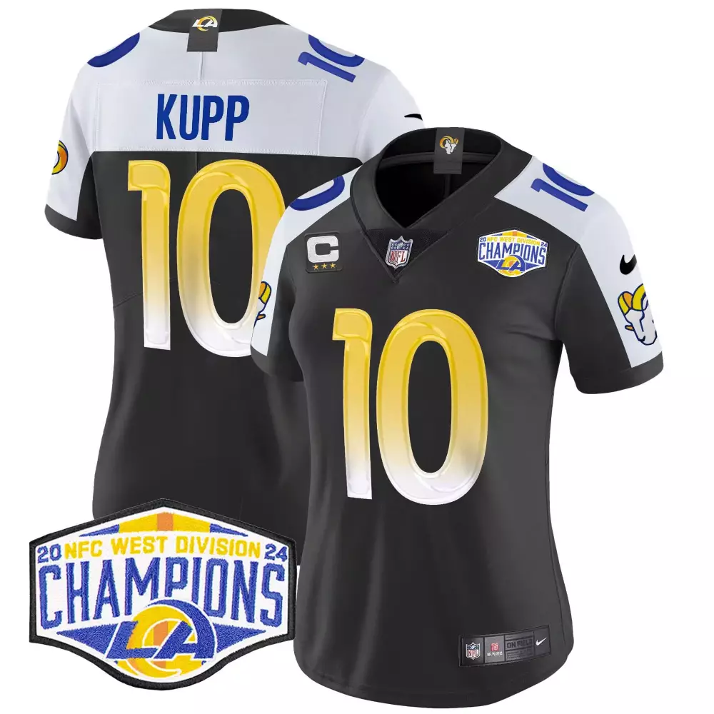 Cooper Kupp 10 Los Angeles Rams Jersey Black NFC West Division Champions Women Player