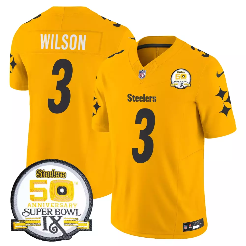 Russell Wilson 3 Steelers Jersey Yellow Men Black Anniversary Vapor Limited v2 All