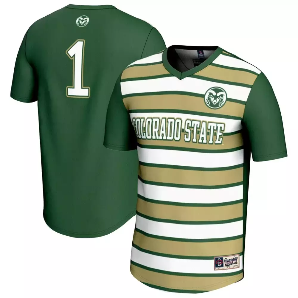 Custom Colorado State Rams 1 Jersey Green Gameday Greats Men T-shirt Split White