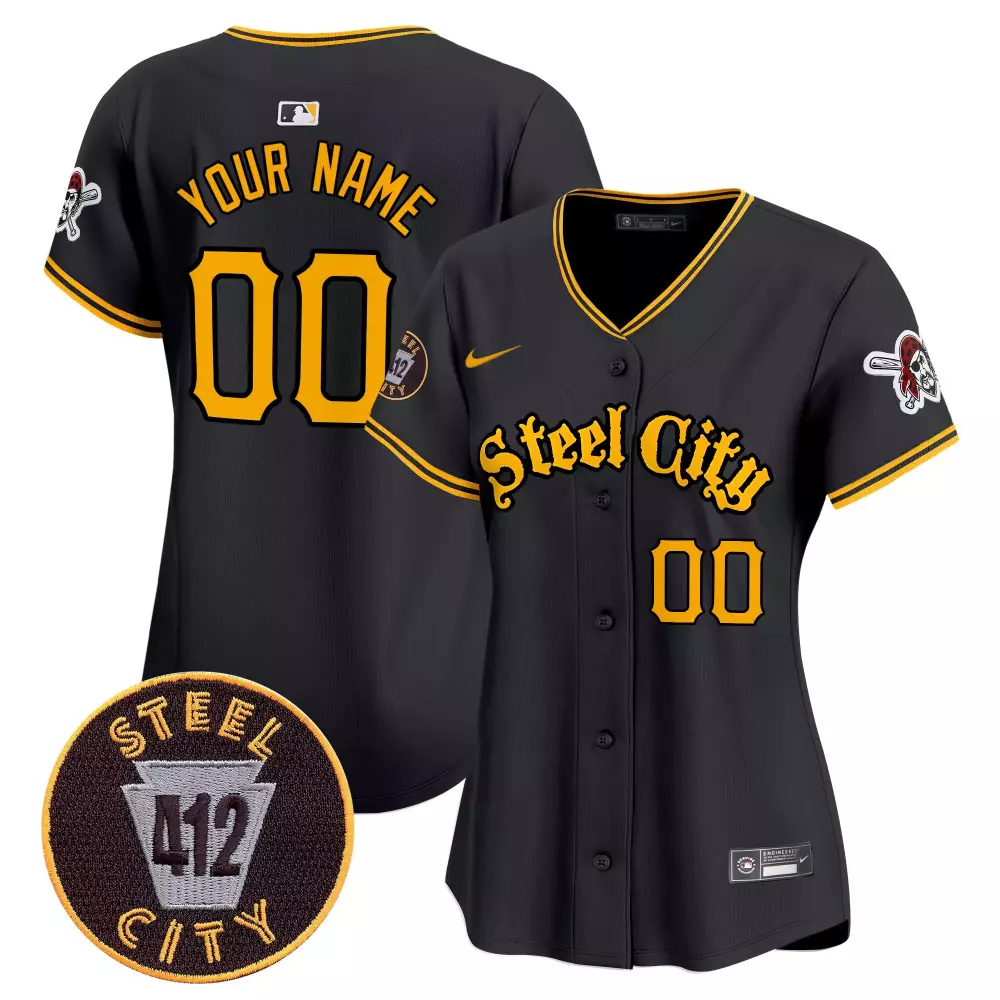 Custom Steel City Jersey Black 412 Yellow Vapor Premier Limited v5 All Stitched