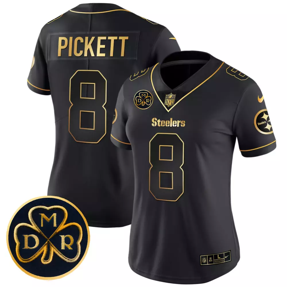 Kenny Pickett 8 Steelers Jersey Black Dmr Men Standard Gold Vapor Limited All Stitched