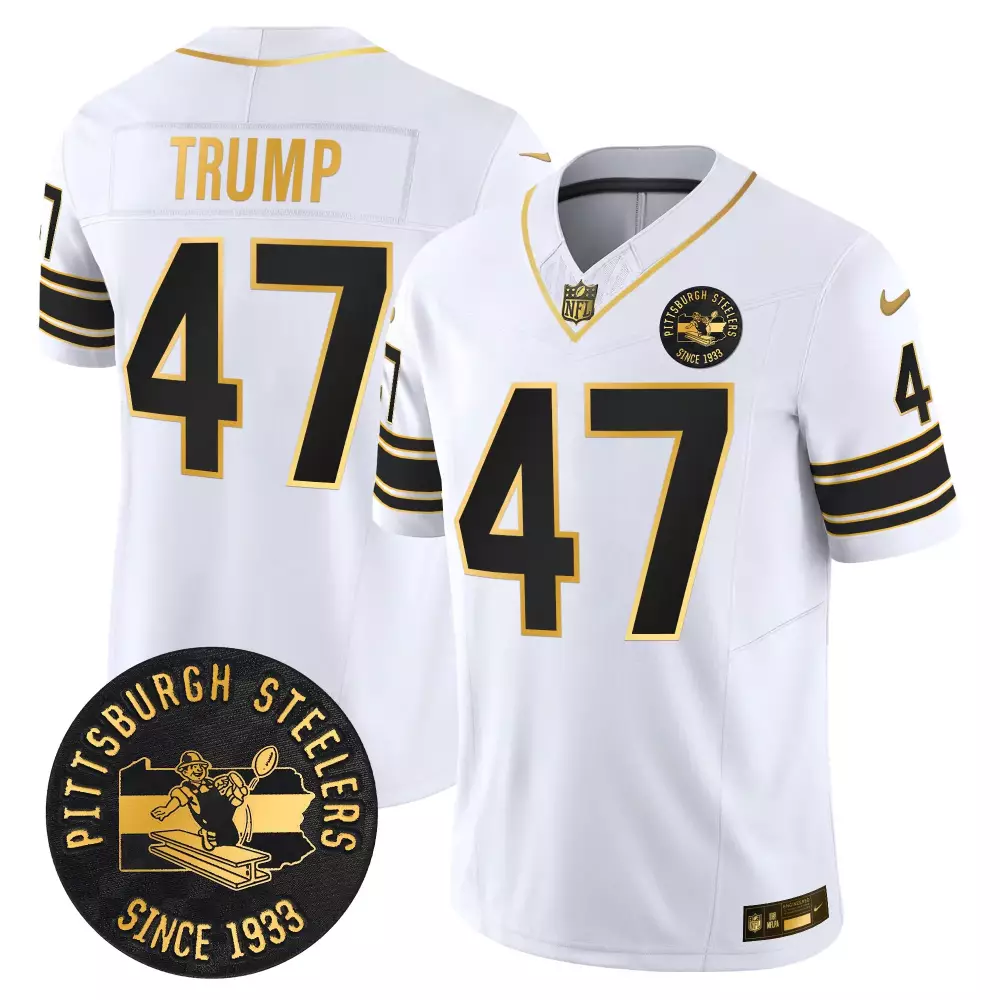 Donald Trump 47 Jersey White Pittsburgh Steelers Since 1933 Men Black Gold Throwback