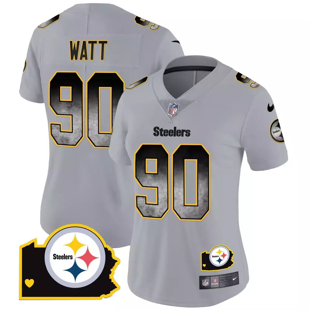 T.j. Watt 90 Steelers Jersey Grey Color Rush 2023 Men Alternate Black Yellow Home