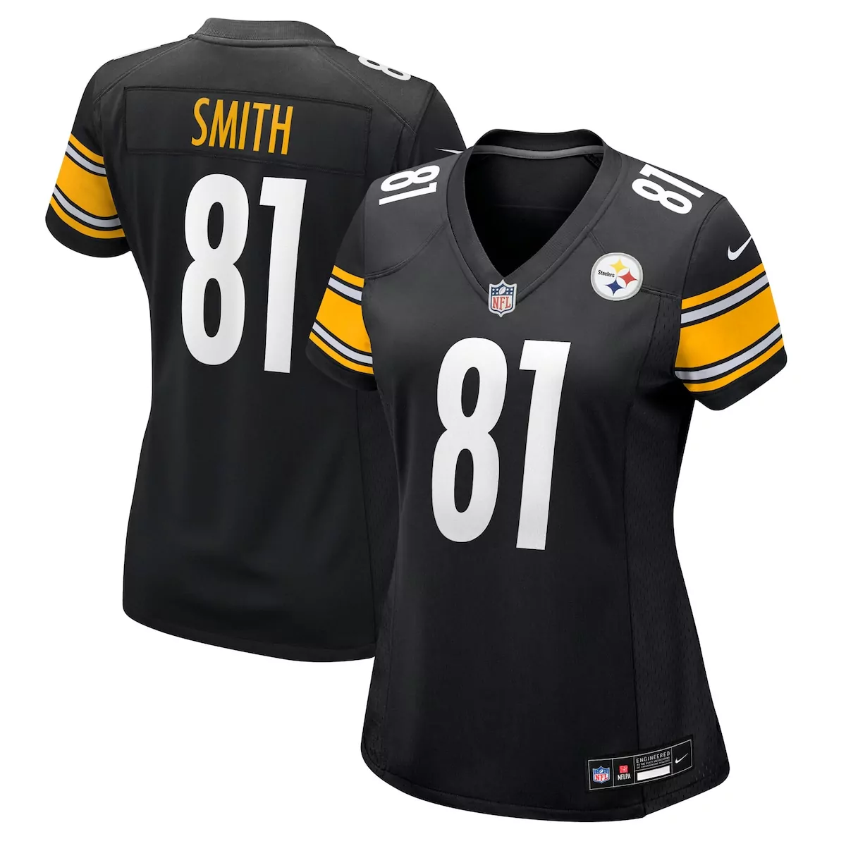 Jonnu Smith 81 Jersey Black Pittsburgh Steelers Women Yellow White Game