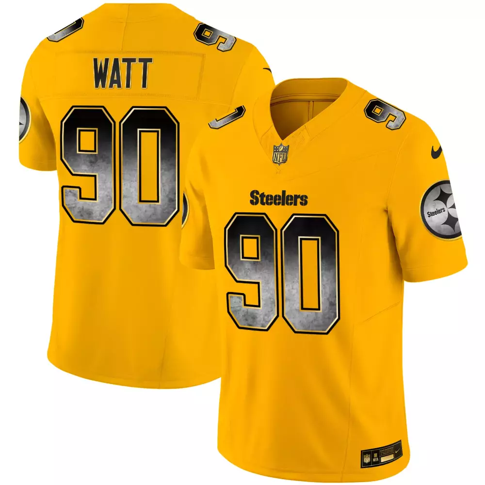 T.j. Watt 90 Steelers Jersey Yellow Men Black Grey Vapor v3 All Stitched