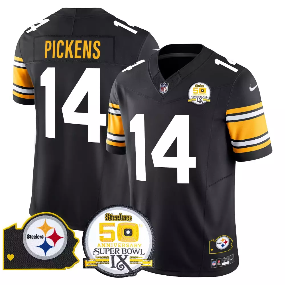 George Pickens 14 Steelers Jersey Black Super Bowl Ix 2020 Men Authentic White Yellow