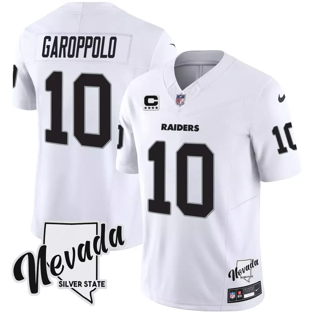 Jimmy Garoppolo 10 Raiders Jersey White Men Standard Black Vapor All Stitched