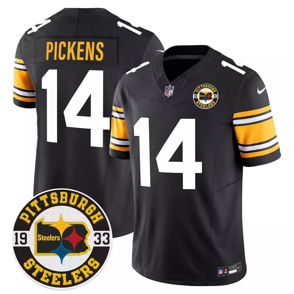 George Pickens 14 Steelers Jersey Black Men Replica Yellow White Throwback Vapor