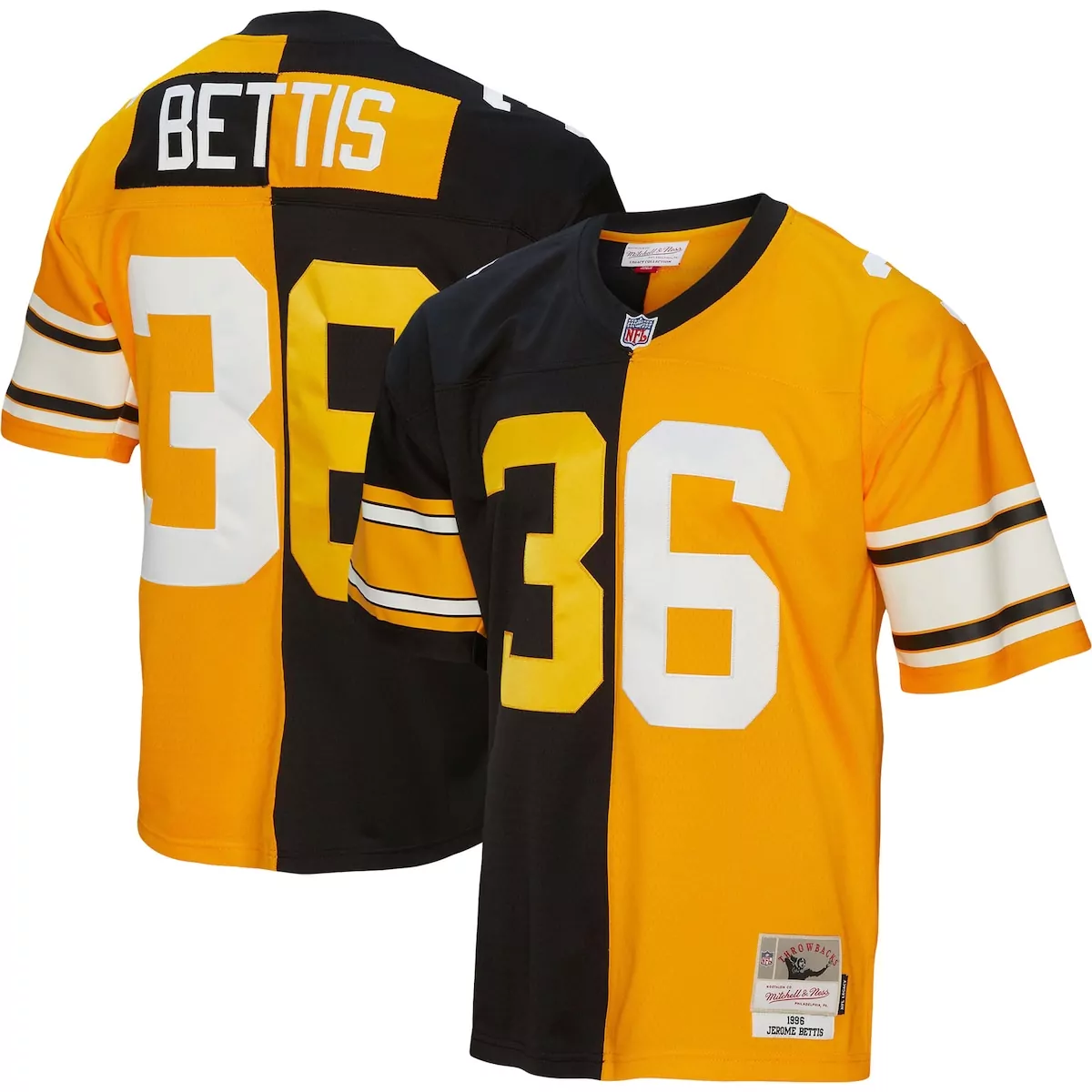 Jerome Bettis 36 Jersey Gold Pittsburgh Steelers Men Split Design Black White Legacy