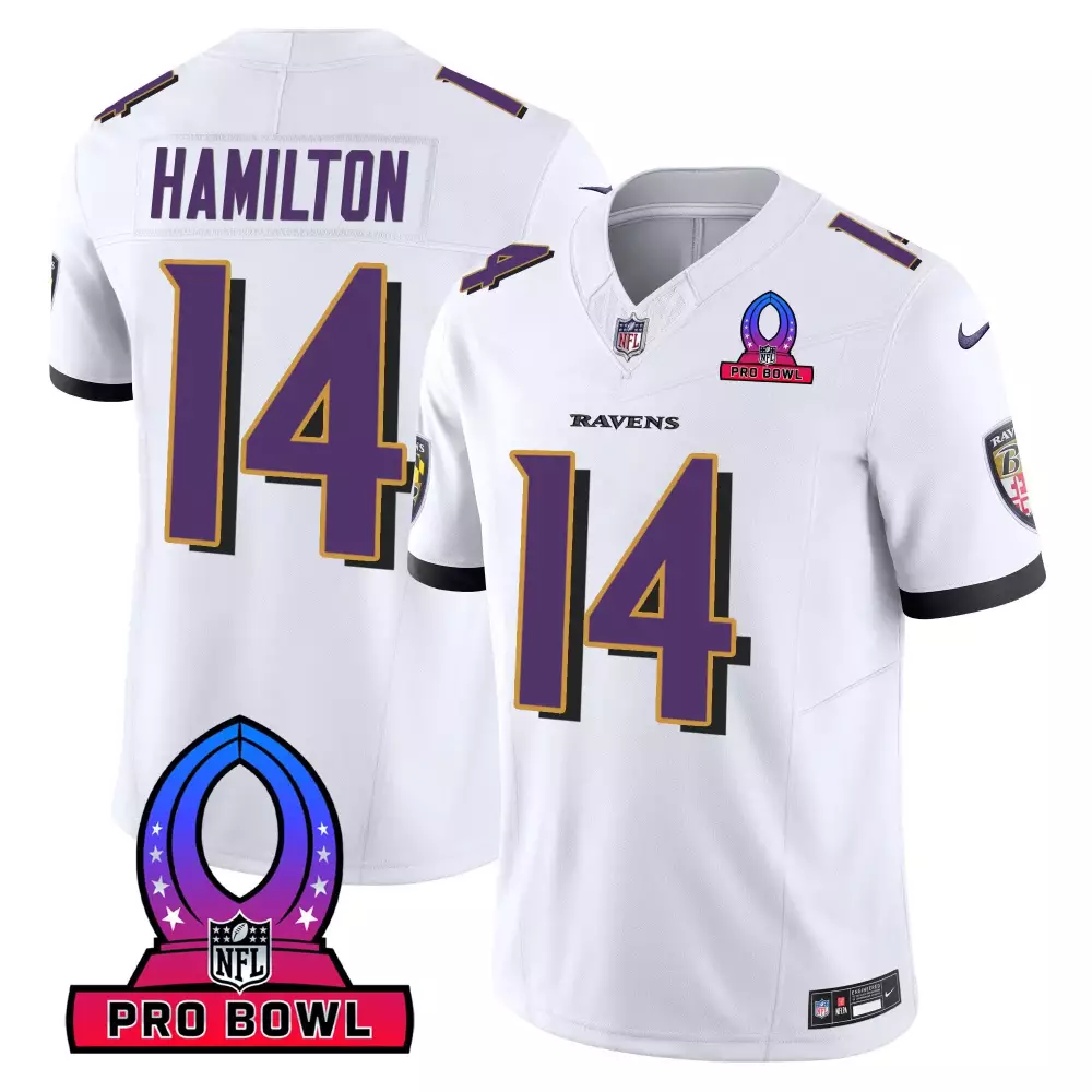 Kyle Hamilton 14 Ravens Jersey White Pro Bowl Men Player Purple Black Vapor All Stitched