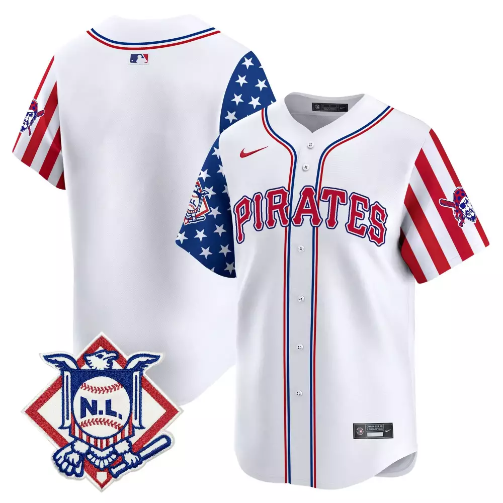 Fourth July Pittsburgh Pirates Jersey White Nl Men Split Design Red Blue Vapor Premier