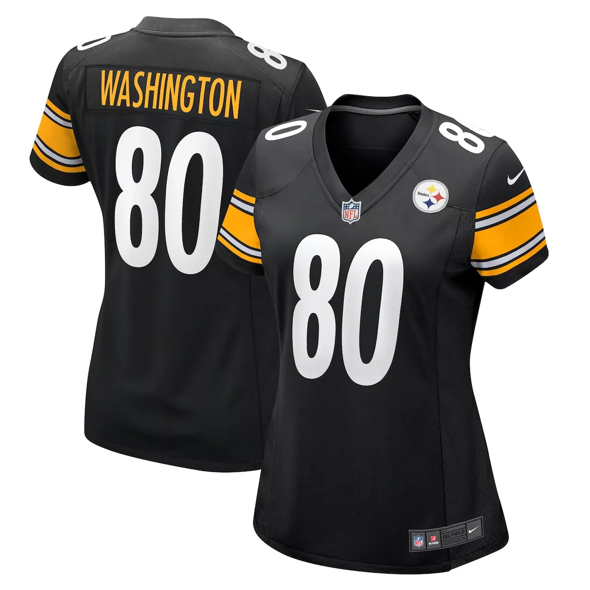 Washington 80 Pittsburgh Steelers Jersey Black Women Replica Yellow White Game