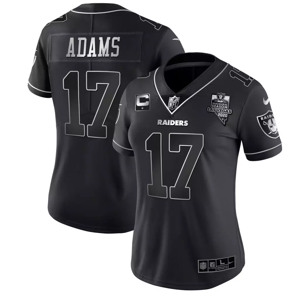 Davante Adams 17 Raiders Jersey Black Inaugural Season 2020 Women Player Silver All