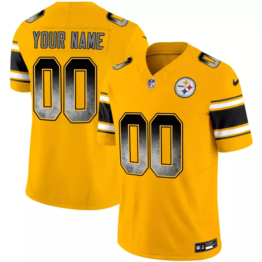 Custom Steelers Jersey Yellow Men Short Sleeve Black White Vapor v2 All Stitched