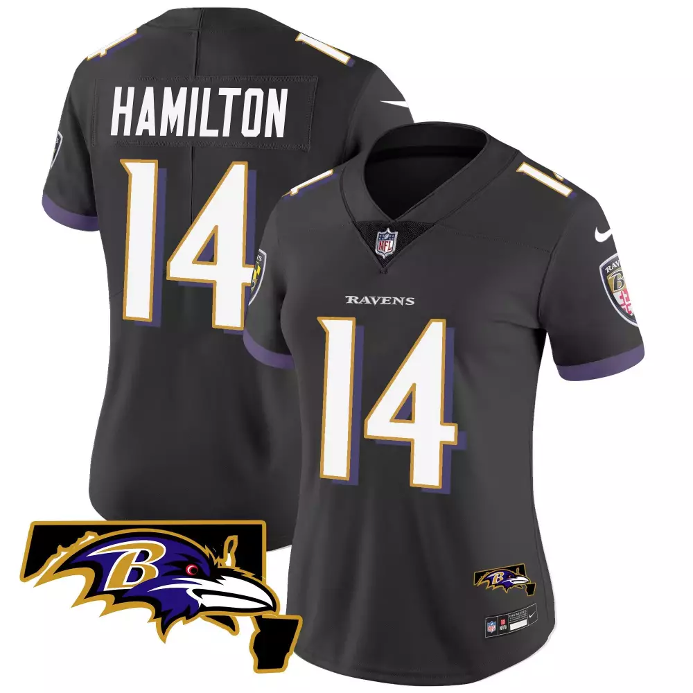 Kyle Hamilton 14 Ravens Jersey Black Women Purple White Vapor Limited All Stitched