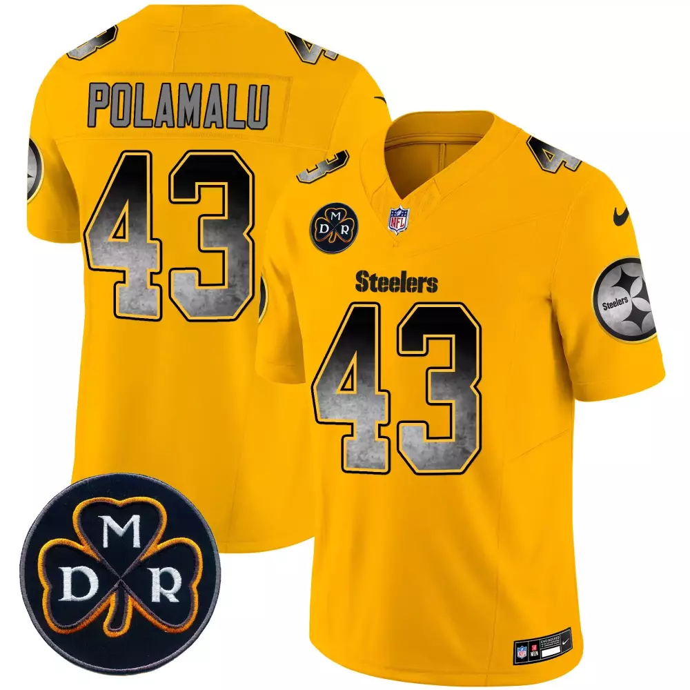 Troy Polamalu 43 Steelers Jersey Yellow Dmr Men Black Grey Vapor Limited All Stitched