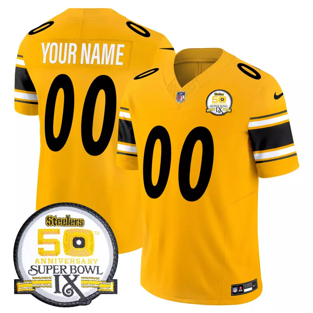 Custom Steelers Jersey Yellow Men Black White Anniversary Vapor Limited All Stitched