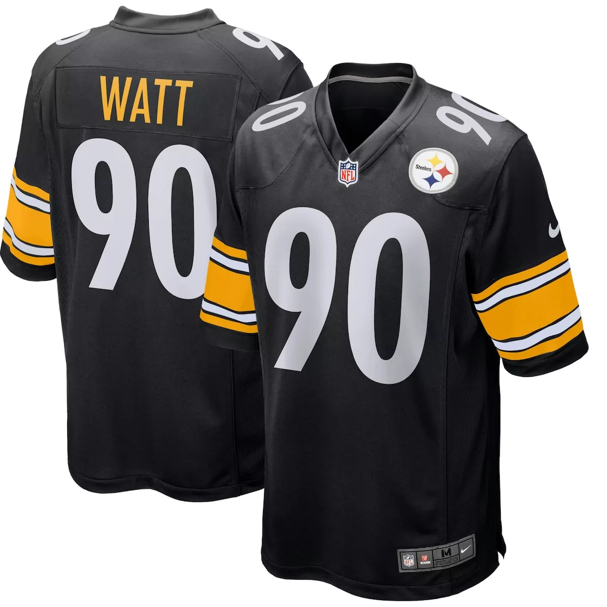 T.j. Watt 90 Steelers Jersey Black Men Yellow White Game