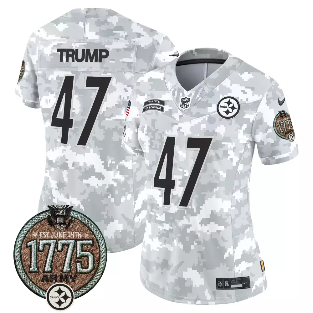 Donald Trump 47 Steelers Jersey White Salute To Service 1775 Army 2017 Men NFL Alternate