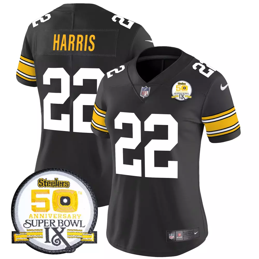 Najee Harris 22 Jersey Black Super Bowl 50th Anniversary Pittsburgh Steelers Women