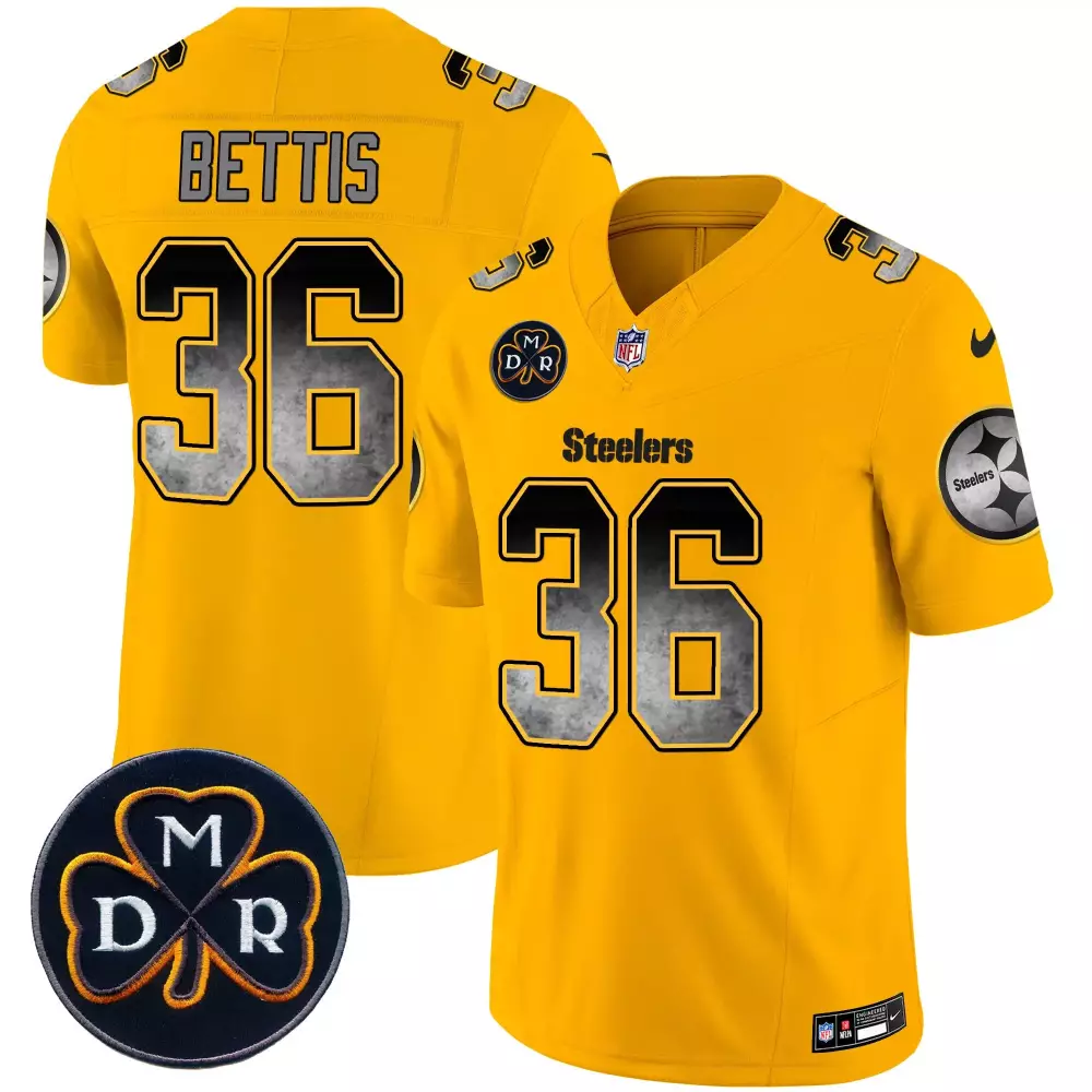 Jerome Bettis 36 Steelers Jersey Yellow Mdr Clover Men Standard Black Grey White