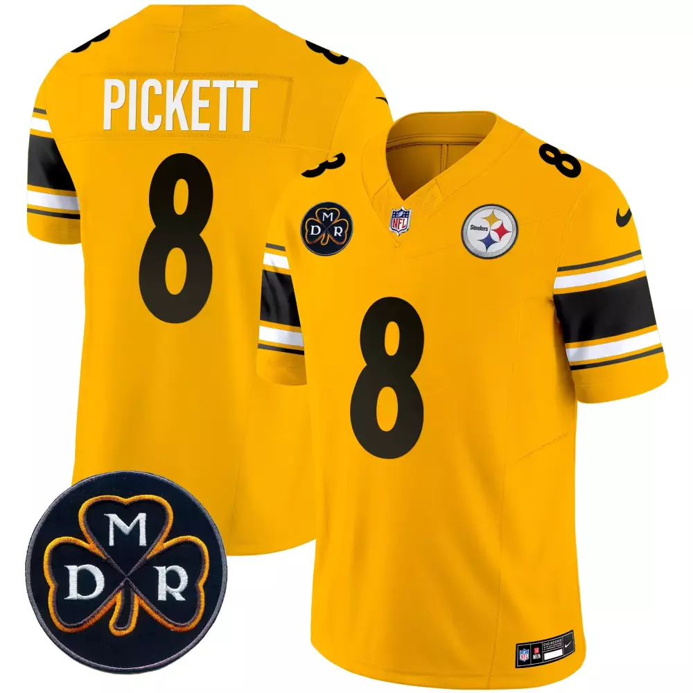 Kenny Pickett 8 Steelers Jersey Gold Mdr Clover Men Standard Black White Vapor Limited