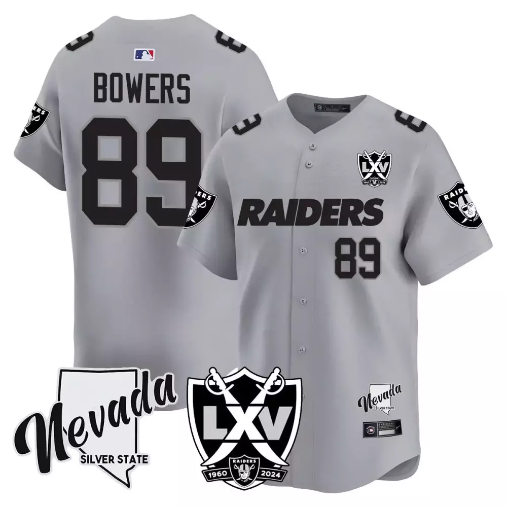Brock Bowers 89 Raiders Jersey Grey Lxv 1960-2024 Men Black Vapor Premier Limited